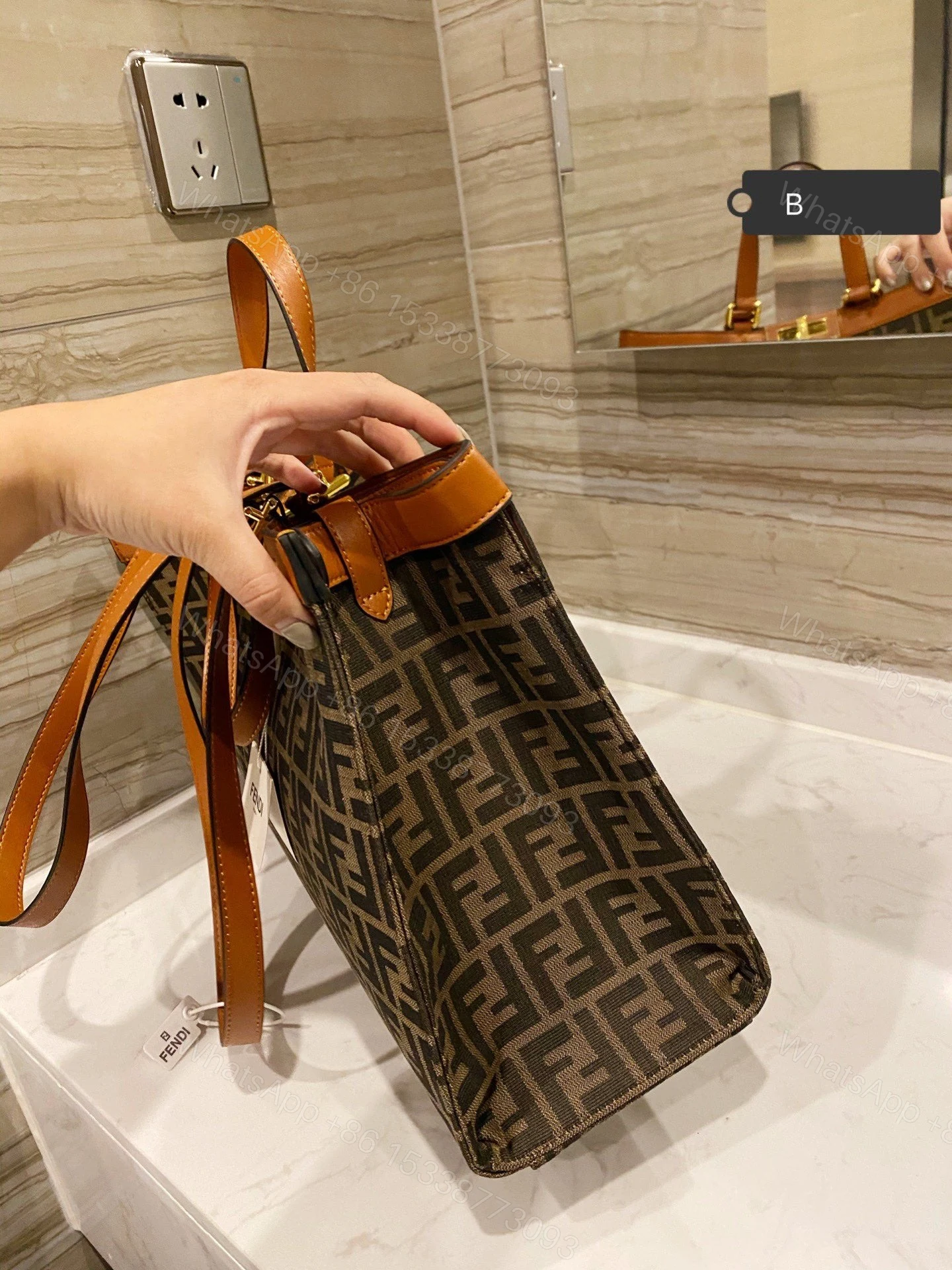 View 2 of Fendi Peekaboo X-Tote Green Canvas