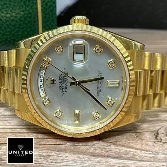 View 8 of Rolex Day-Date 128238 Yellow Gold Mother Of Pearl Dial Replica