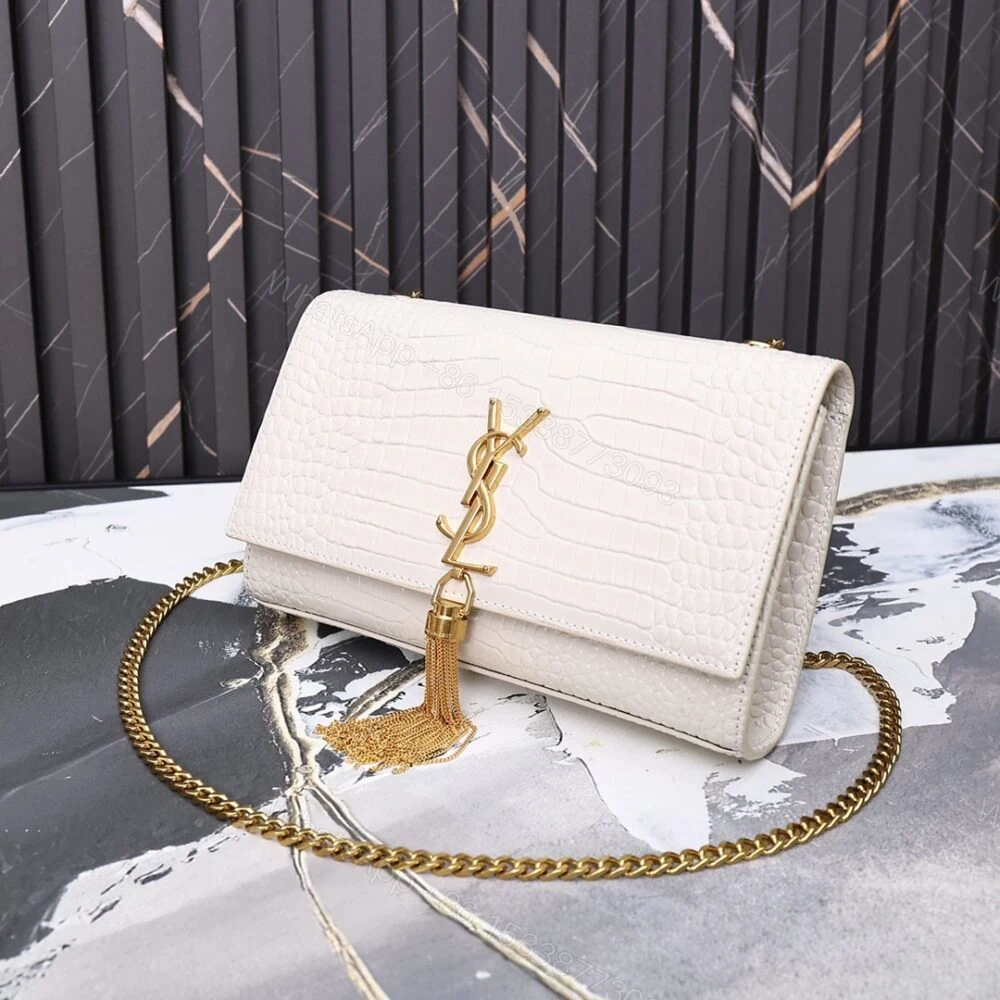 View 3 of Saint Laurent Kate Tassel Medium Shiny White 24Cm 354119DND0J9207