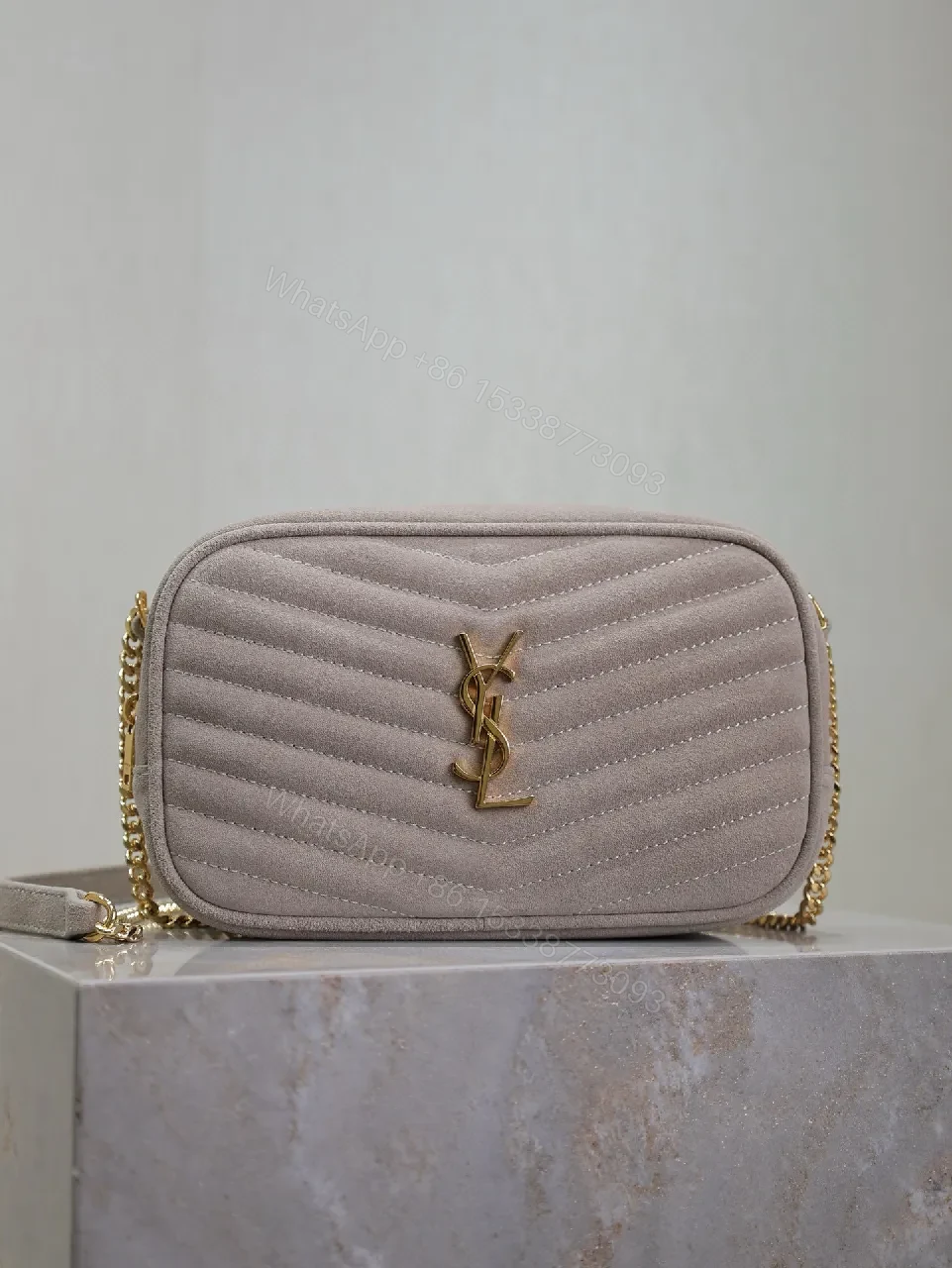 Quilted Suede Crossbody with Gold Hardware Bag — view 1