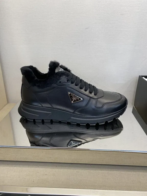 View 7 of Prada-Style Leather High-Top Sneakers: Lux Warmth
