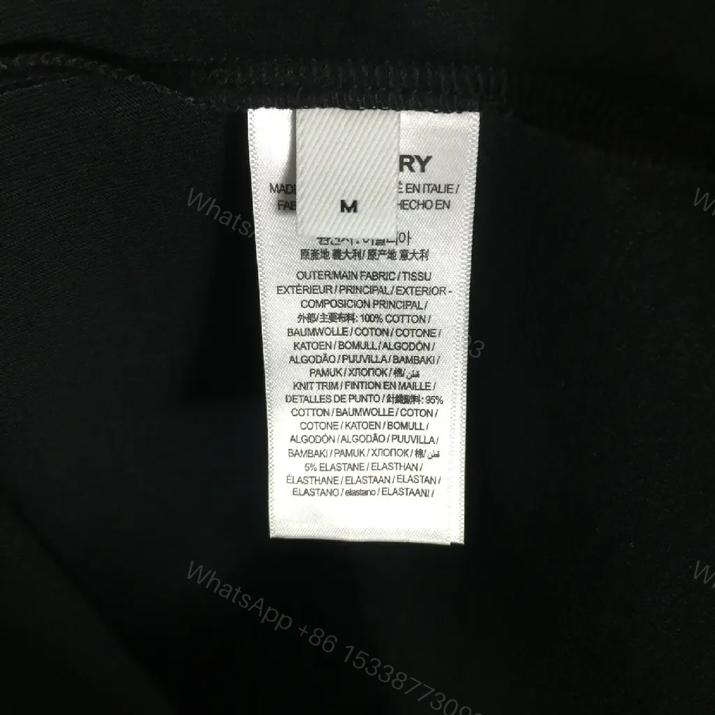 View 6 of Minimalist Black Cotton Tee with Graphic Burberry-Inspired Emblem