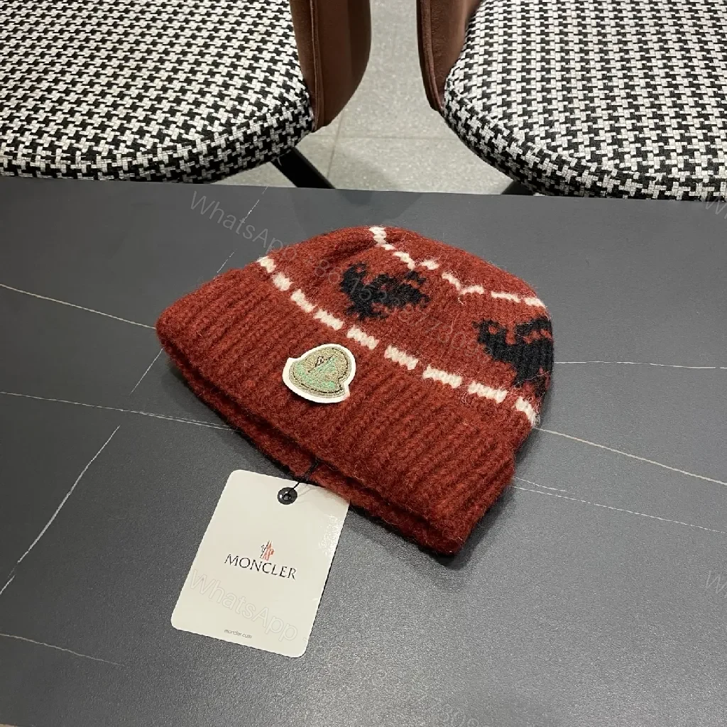 View 4 of Cozy Knit Beanie with Crest – Warm Patterned Style Beanie