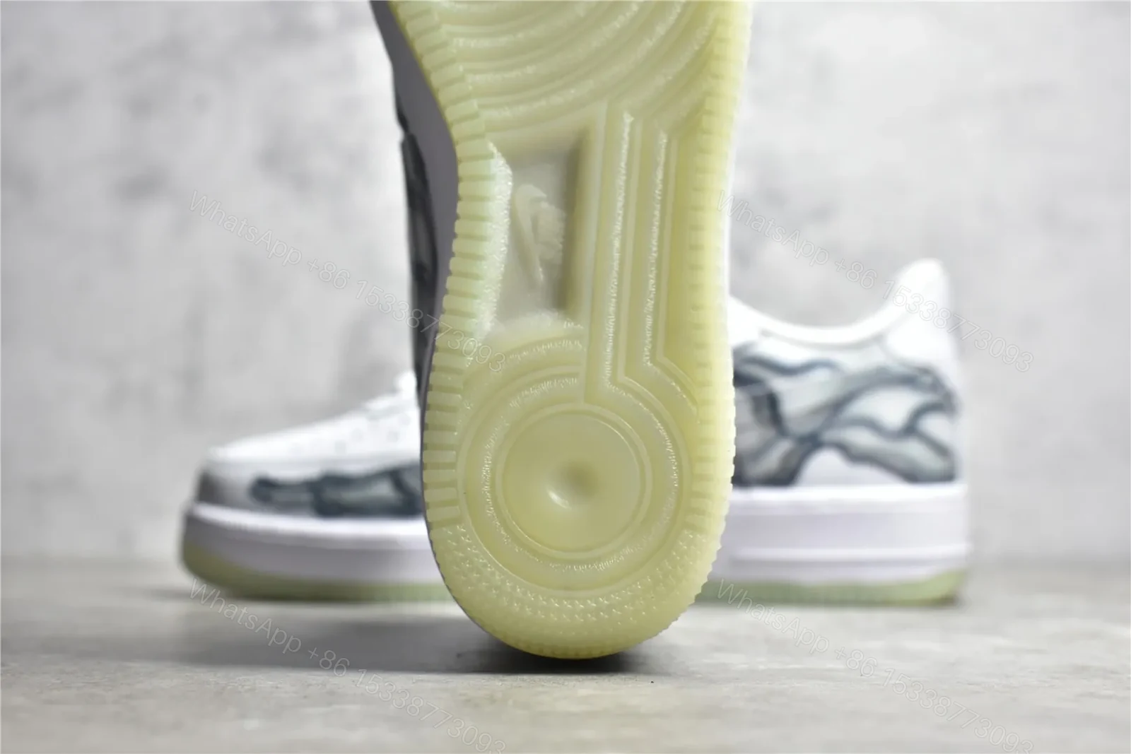 View 9 of UA Air Force 1 Low QS Skeleton White Grey Reps