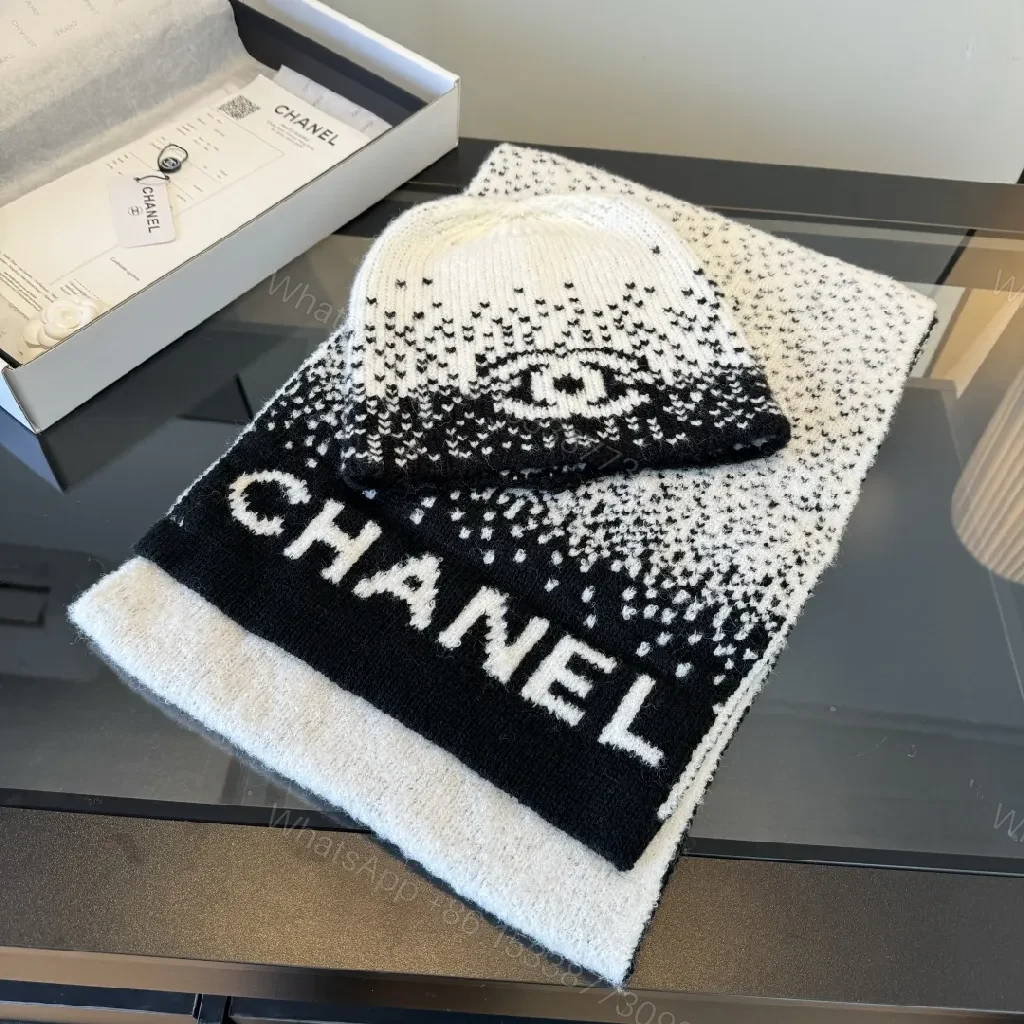 View 6 of Monochrome Luxe Knit Scarf & Beanie Set - Premium Winter