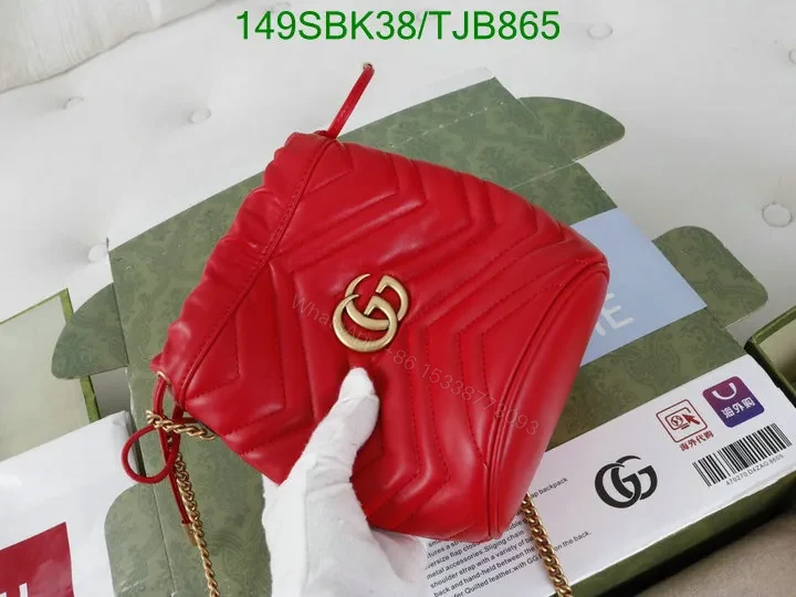 View 23 of Gucci Red Matelassé Leather Mini Bucket Bag 575163