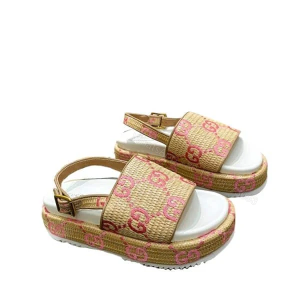 Gucci GG Platform Sandals Beige Pink — view 1