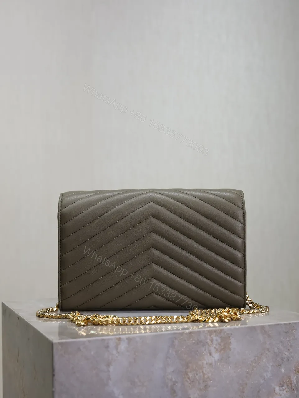 View 6 of Quilted Leather Wallet with YSL Hardware – Slim Luxury