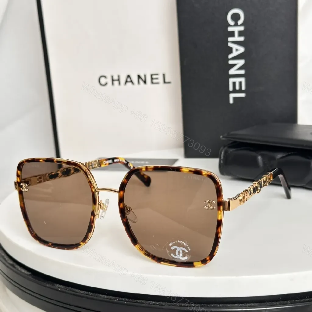 Tortoiseshell Square Sunglasses with Gold Accents, Luxe Style — view 1