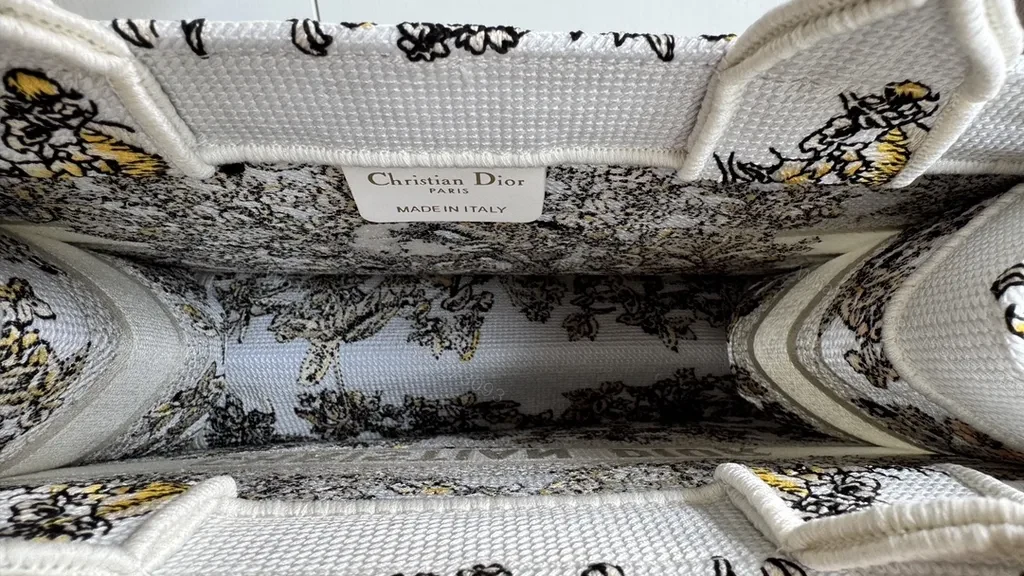 View 2 of Floral-Threaded Structured Tote: Dior-Inspired Luxury Bag