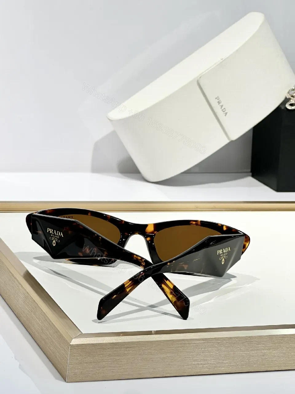 View 4 of Bold Shield Sunglasses: Modern, Black Frame, Amber Lenses