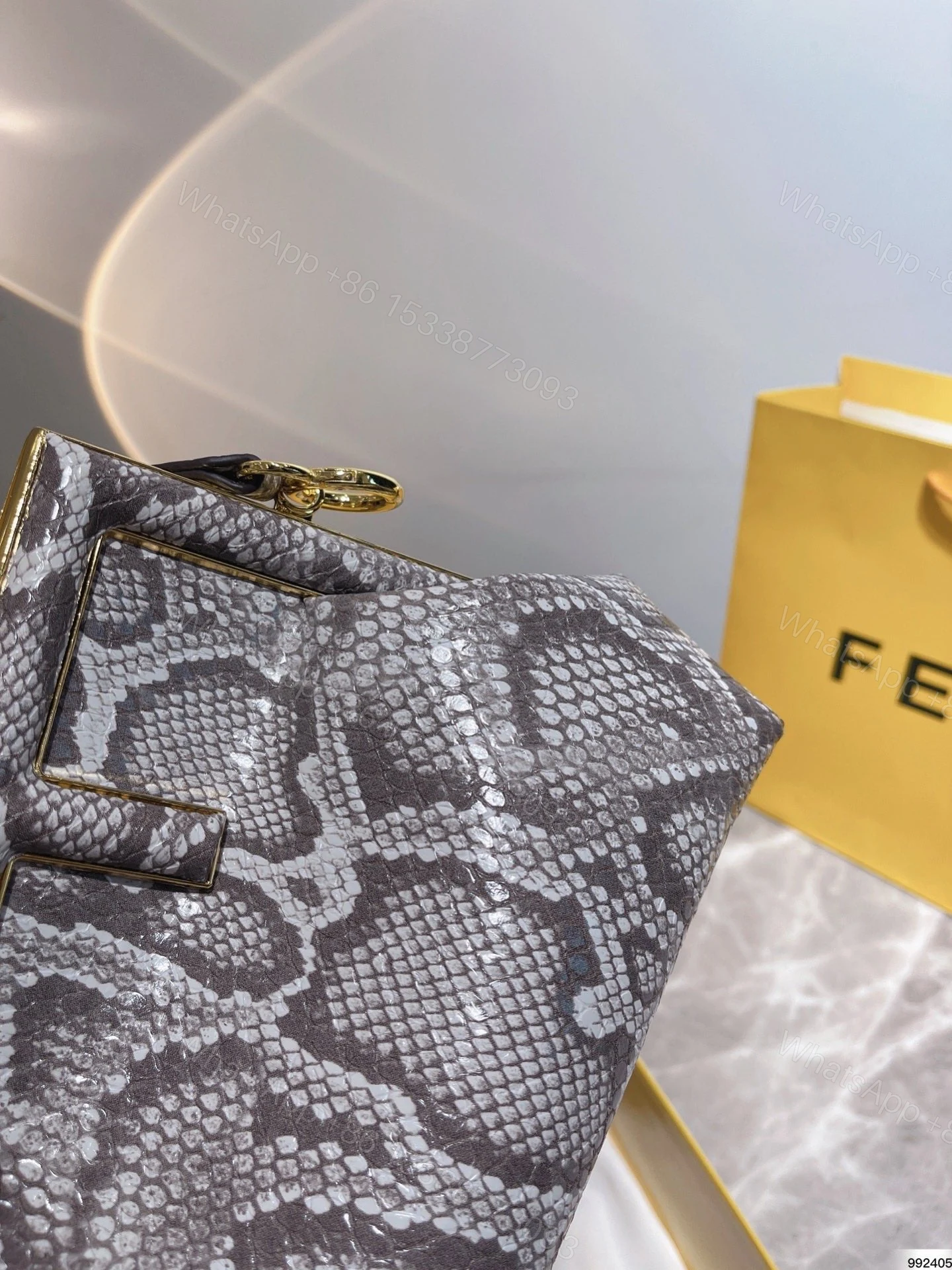 View 3 of Fendi First Small Natural Python