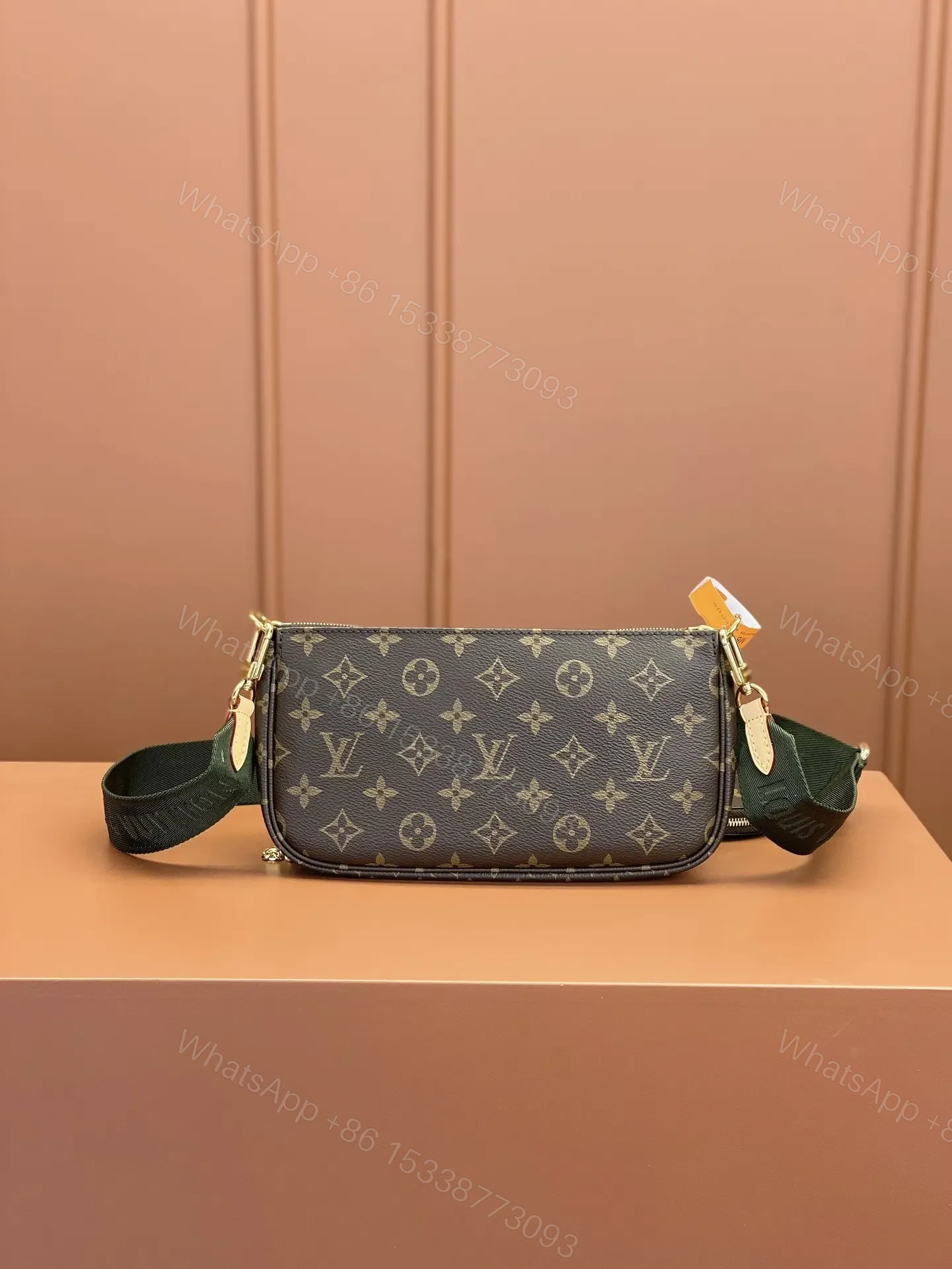 View 3 of Louis Vuitton LV Multi Pochette Handle Fabric Green Handbags Monogram