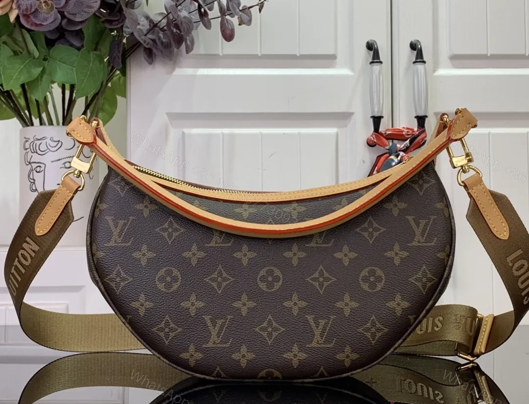 View 4 of Rose Gold Hardware Crescent Bag: Monogram-Canvas Crossbody