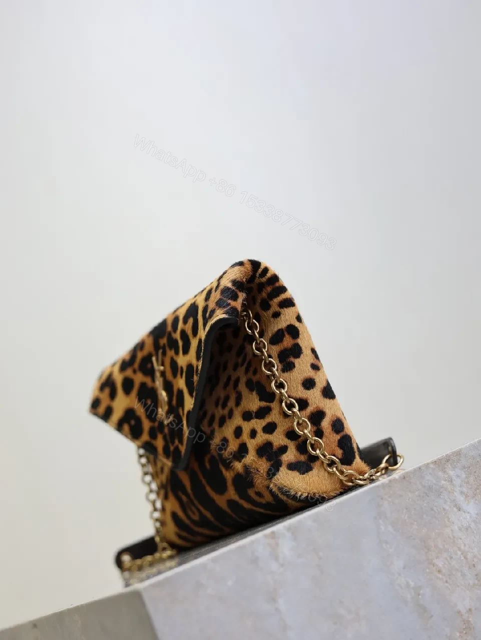 View 3 of Leopard Print Luxe Clutch with Gold Chain