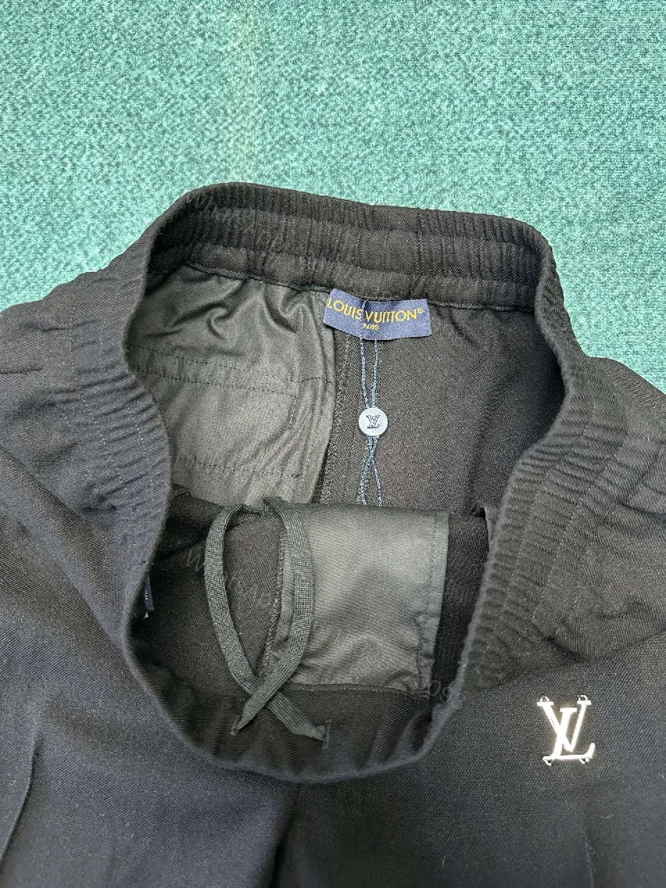 View 3 of Lux Black Tailored Pants with Subtle Monogram, Everyday Style