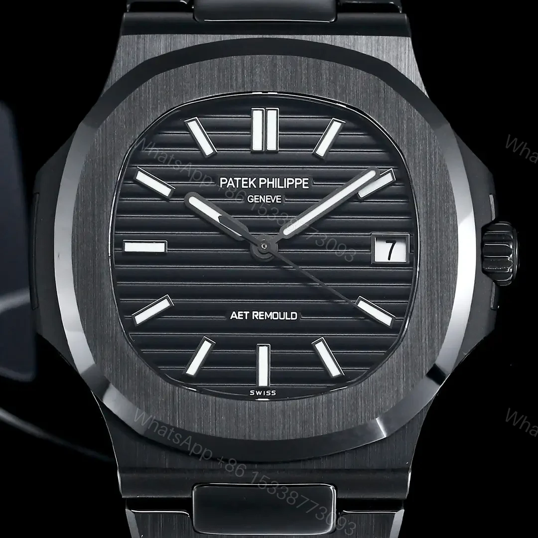 View 3 of Patek Philippe Black Ceramic Nautilus Black Bracelet 40mm PP-NAU-BLK-CER-BR40-V2