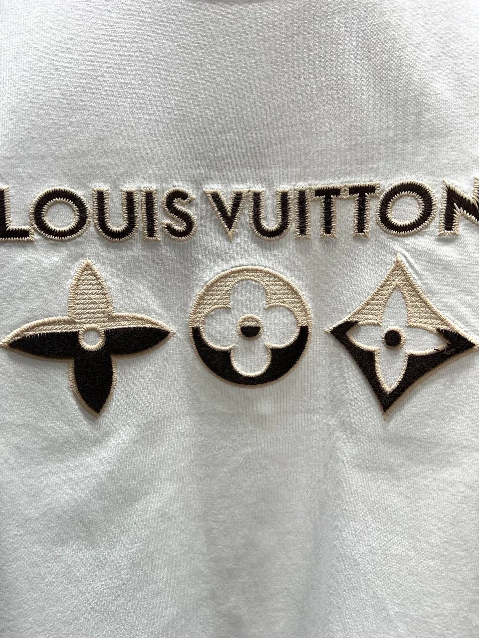View 9 of White Embroidered Tee — Premium Cotton, Modern Icon, LV-inspired