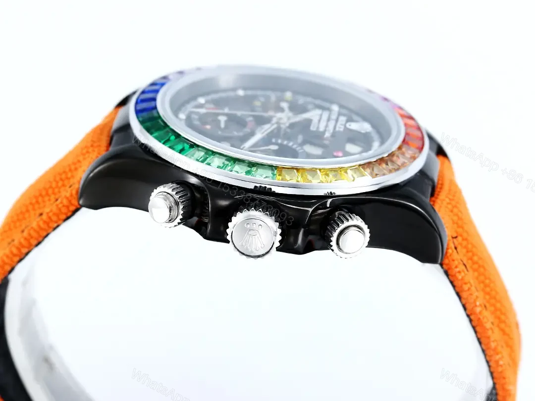 View 6 of Rolex Daytona Rainbow Skeleton Orange Strap replica 40MM Fabric Strap Edition RLX-DAY-RBW-SKL40-ORG-FAB