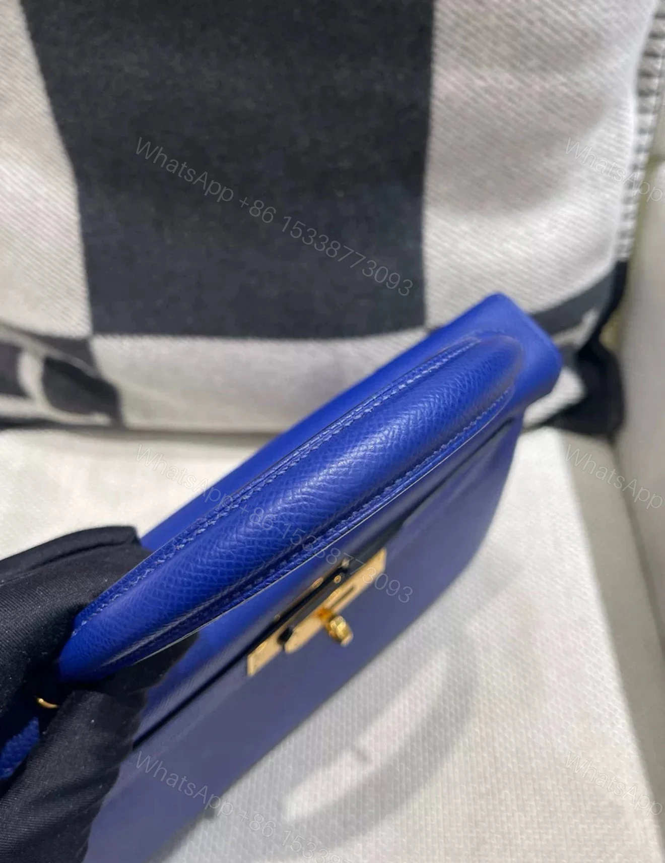 View 3 of Hermes Kelly 28 Electric Blue Epsom Leather Gold Hardware