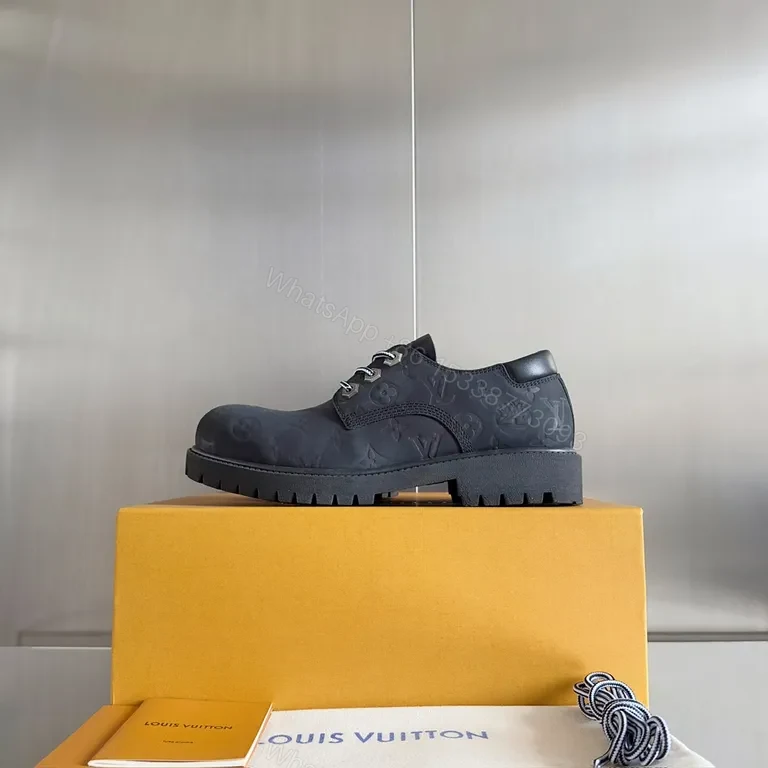 View 8 of Louis Vuitton-Inspired Monogram Leather High-Tops, Luxe Comfort Sneakers