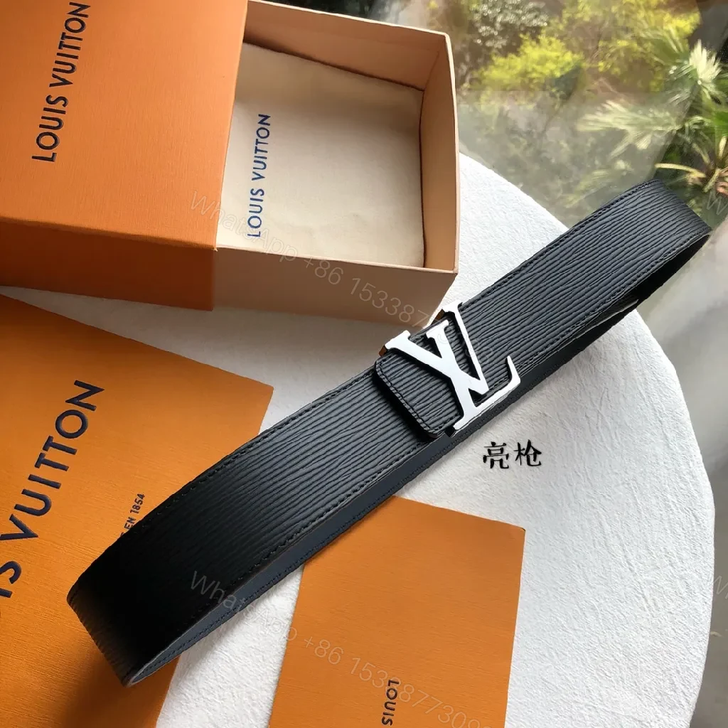 View 7 of Black Leather Wide Belt with Bold Signature Buckle