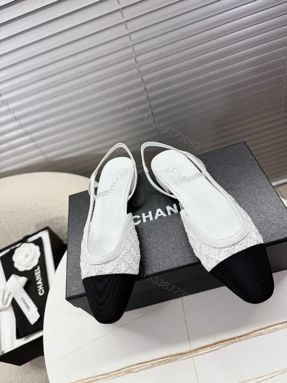 View 6 of Textured Lace Slingback Flats: Luxe Comfort Duo-Tone