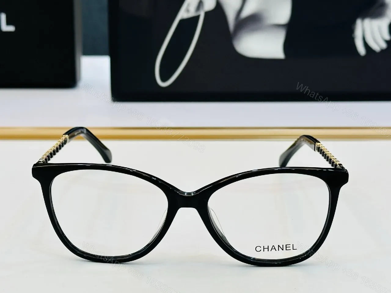 View 4 of Bold Cat-Eye Glasses: Premium Acetate, Gold Temple Details