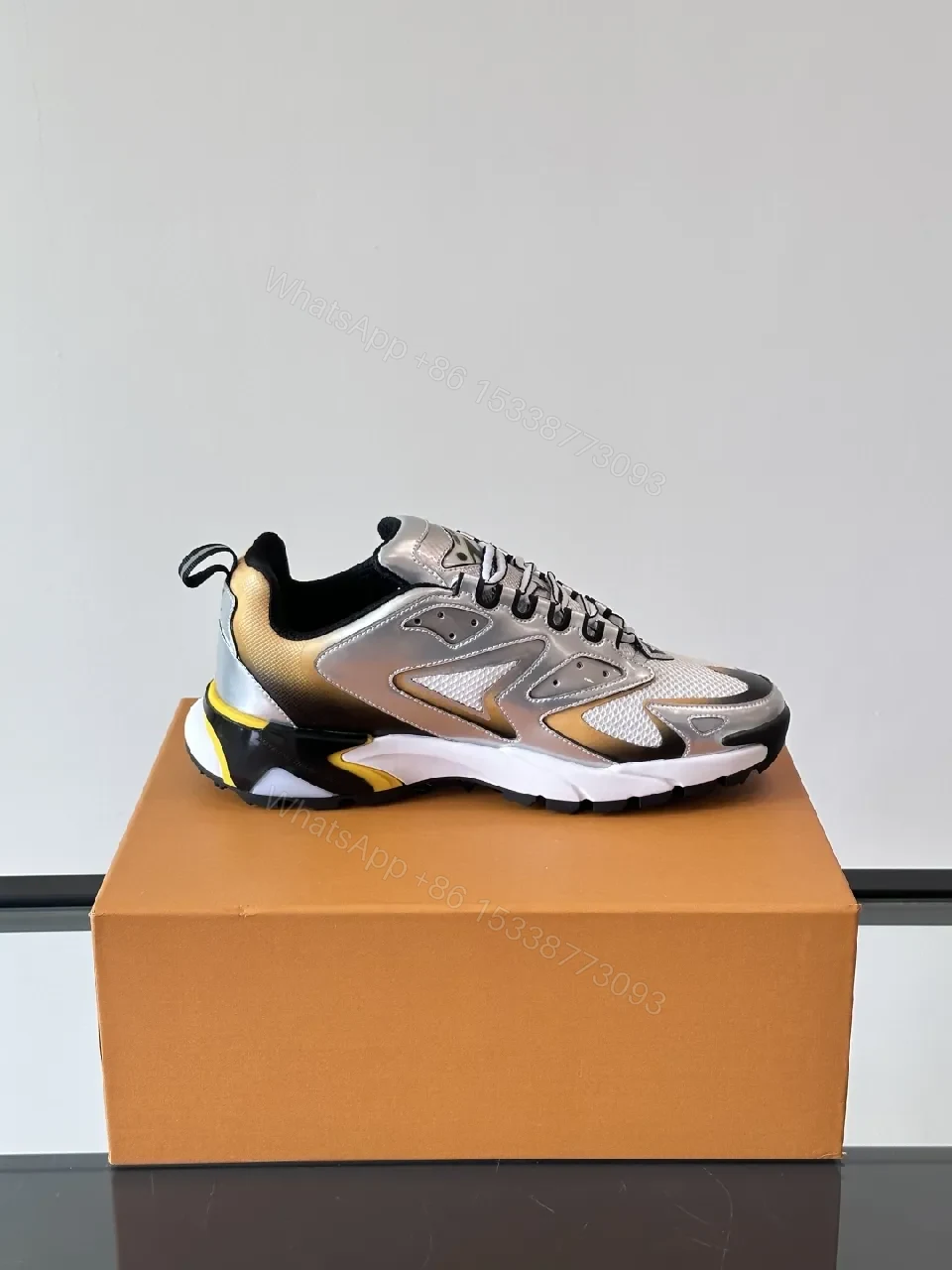 View 9 of Metallic City High-Top Sneakers with Sculpted Sole and Accents
