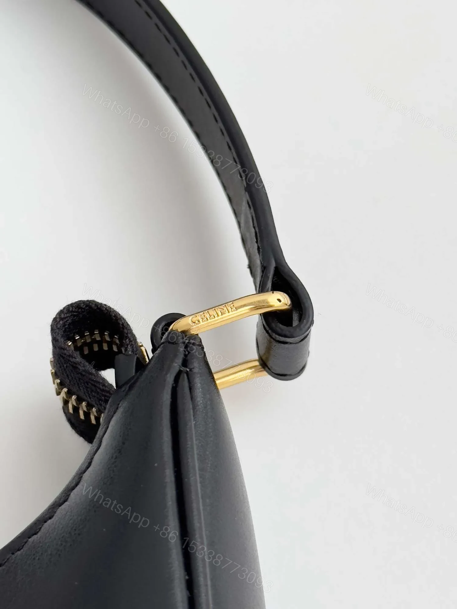 View 4 of Celine Triomphe Curved Black Matte Leather 23x14x7cm