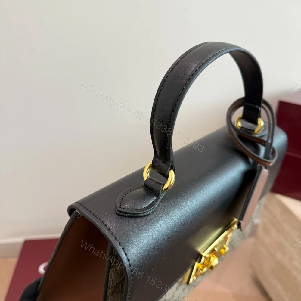 View 8 of Gucci Padlock GG Supreme Top Handle Bag Black And Beige 28Cm 453188 KLQJG 9785