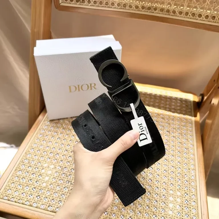Bold Black Dior-Influenced Webbing Belt: Modern Luxe Edge — view 1