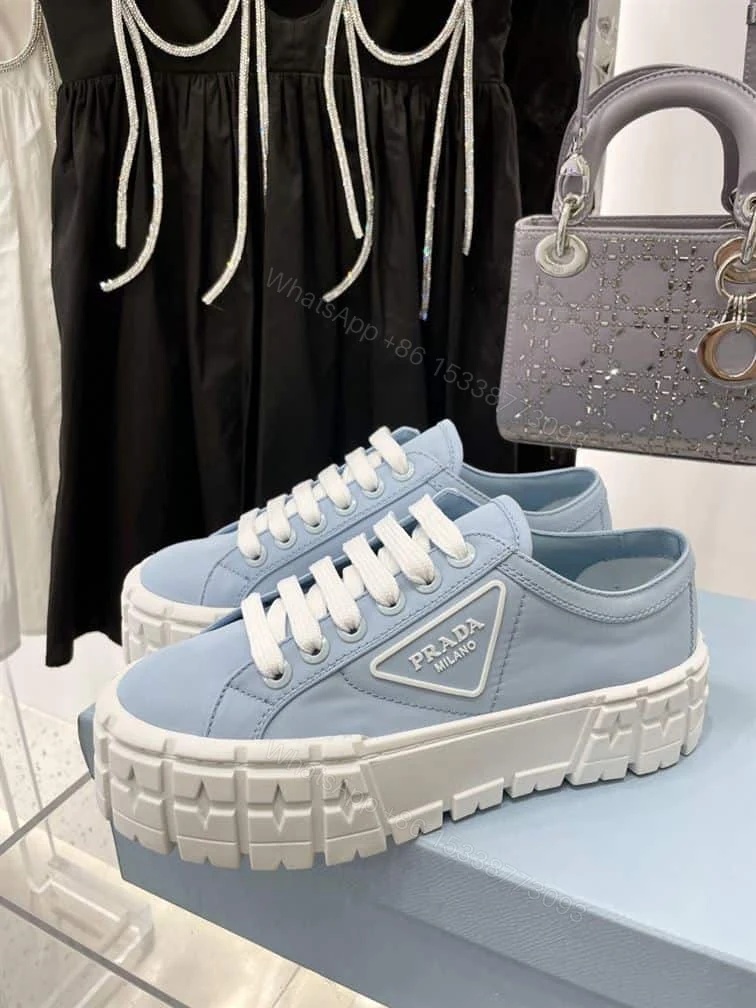 View 4 of PRADA DOUBLE WHEEL RE-NYLON GABARDINE SNEAKERS LIGHT BLUE – PRD085