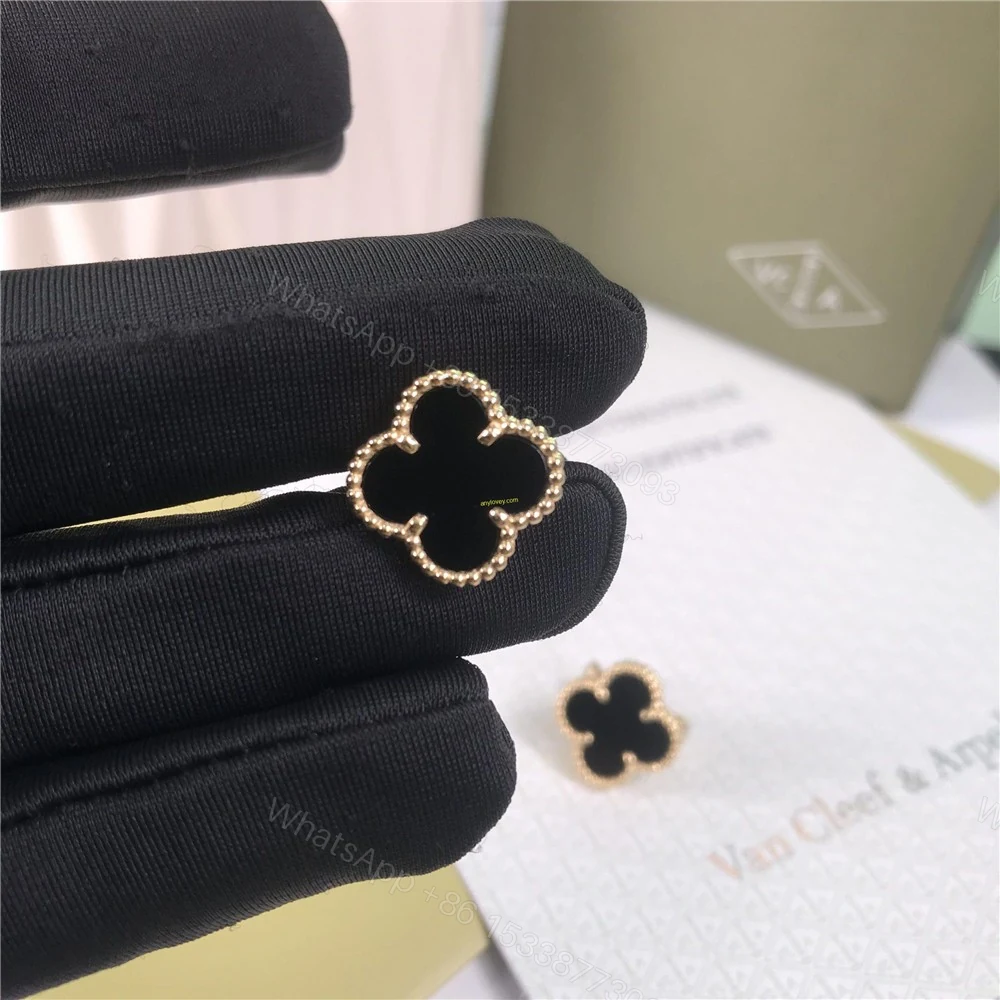 View 2 of Van Cleef & Arpels Vintage Alhambra Earrings Onyx VCARA44200