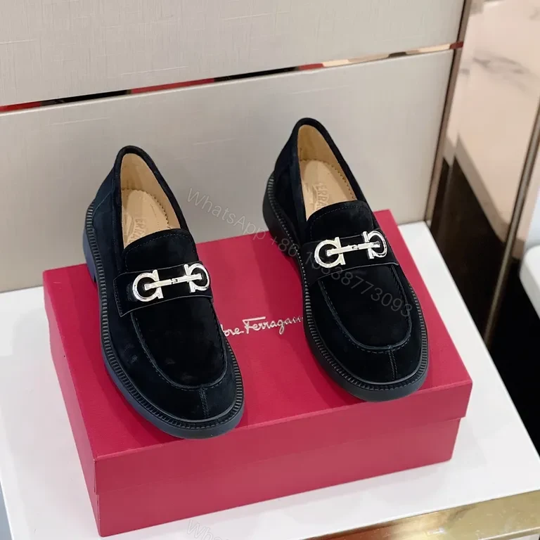 View 8 of Black Suede Loafer with Gancini Hardware â€“ Refined Everyday Style