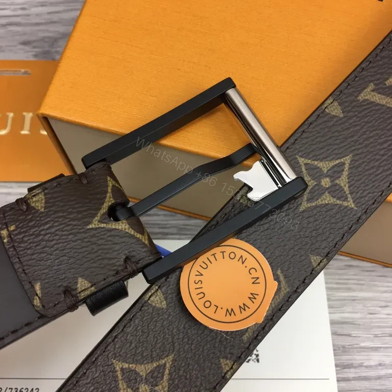 View 5 of Bold LV Monogram Belt: Italian Leather, Luxury Style, Durable Buckle