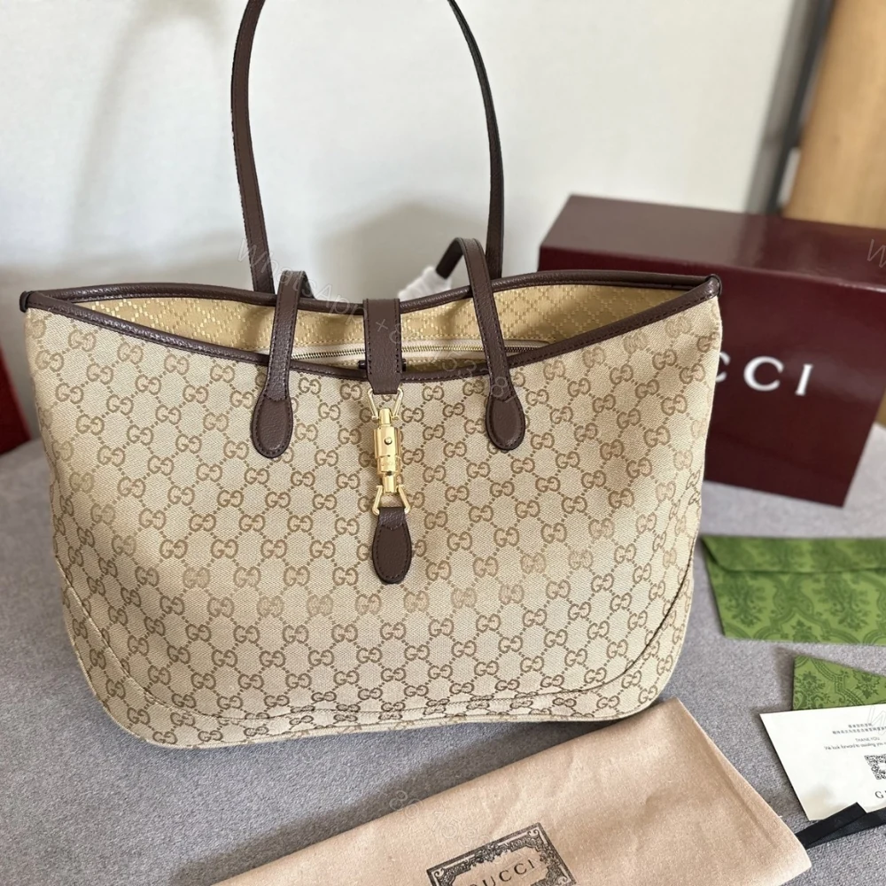 View 3 of Gucci Jackie Large Tote Bag Sand And Dark Brown 45Cm