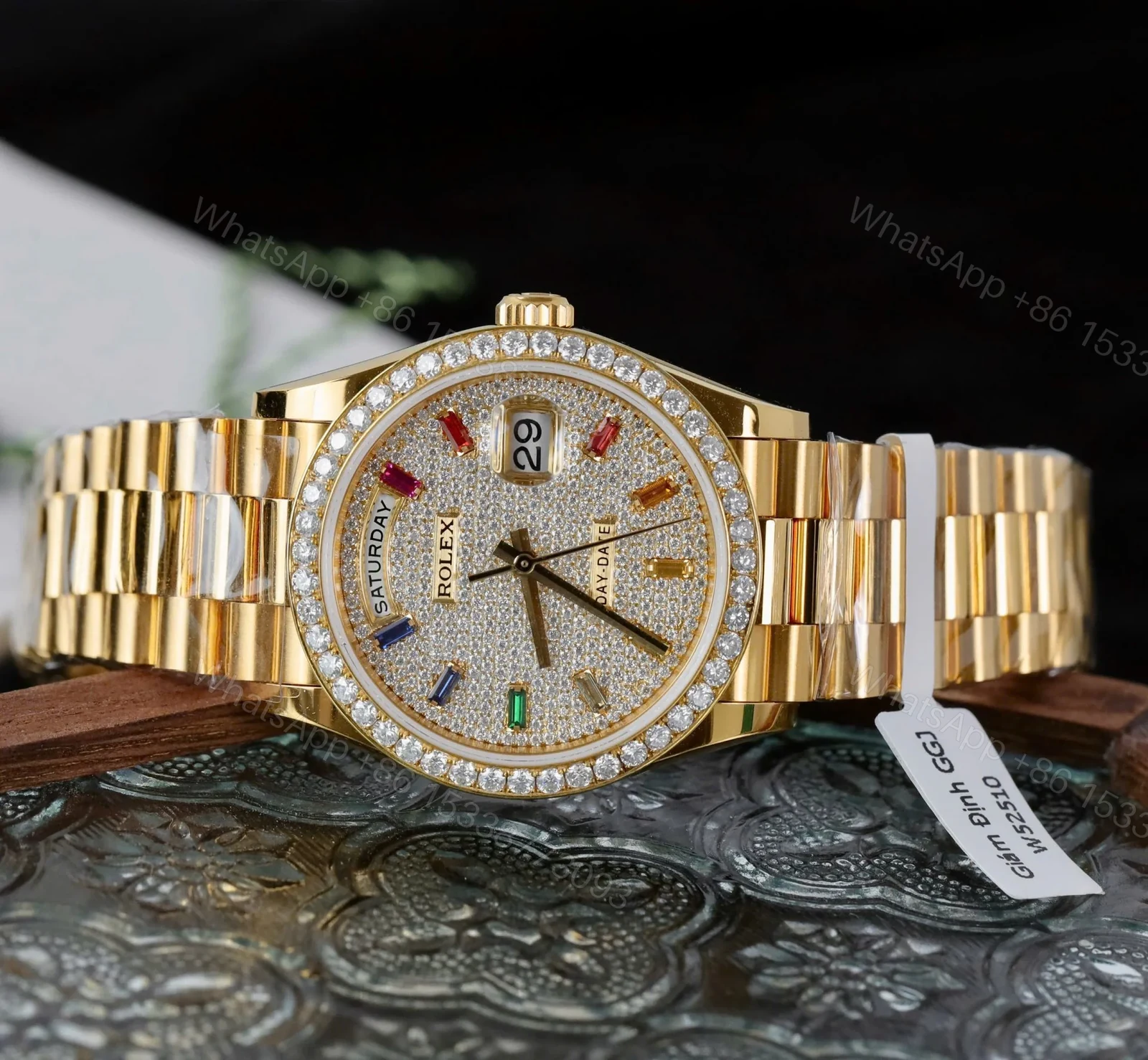 View 3 of Superclone Rolex Day-Date Diamond-Paved Dial 128348rbr-0030 36 mm