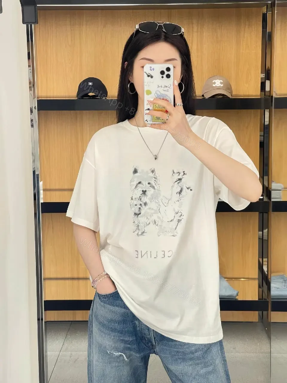 View 4 of White Cotton Tee — Modern Casual Comfort with Subtle Luxury Dog