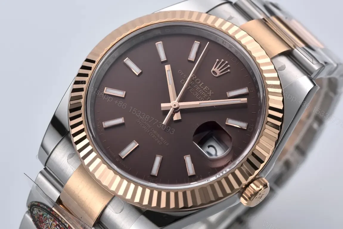 View 2 of Rolex Datejust 41 Two-Tone Rose Gold Chocolate Dial Oyster 126331-0001