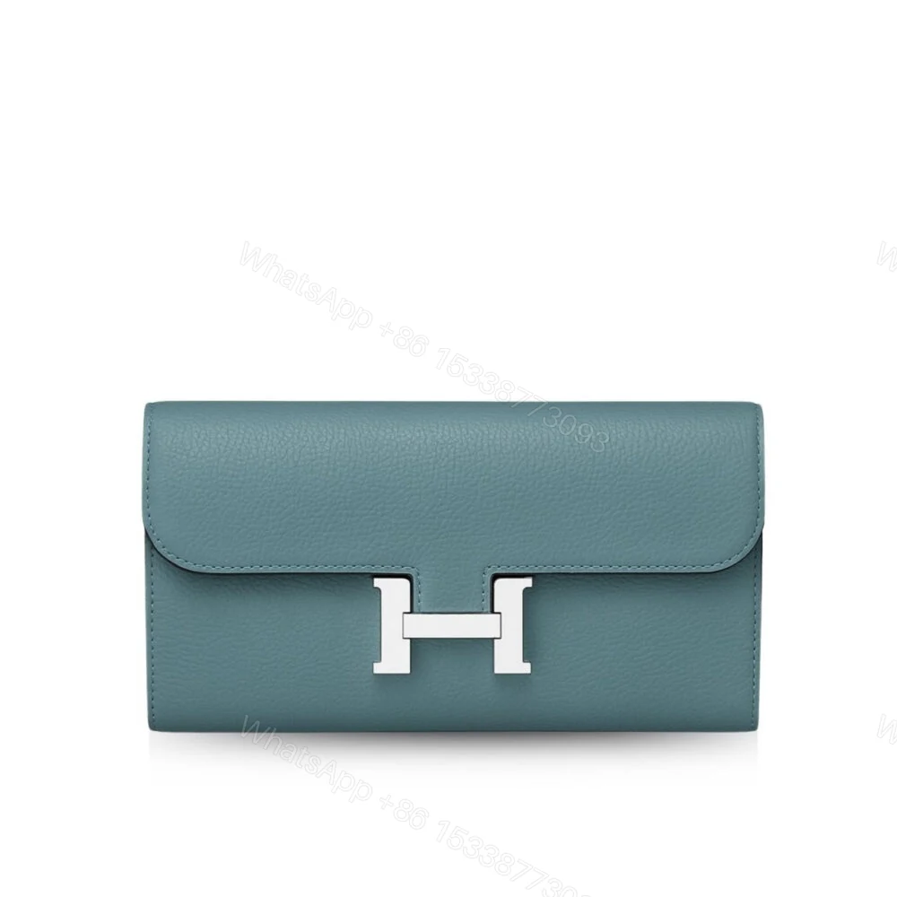 Hermes Constance Togo Long Wallet Silver Toned Hardware Blue 20Cm — view 1