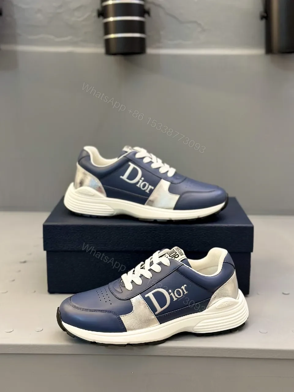 View 9 of Navy Leather-Like High-Top Sneaker | Smart Casual Comfort