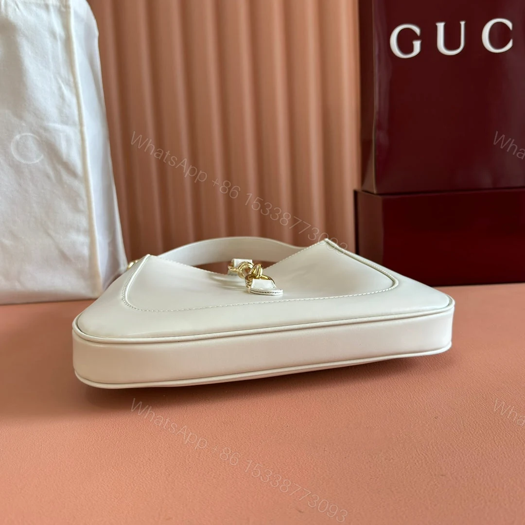 View 4 of JACKIE SMALL SHOULDER BAG 27 IN WHITE CALFSKIN GOLD HARDWARE