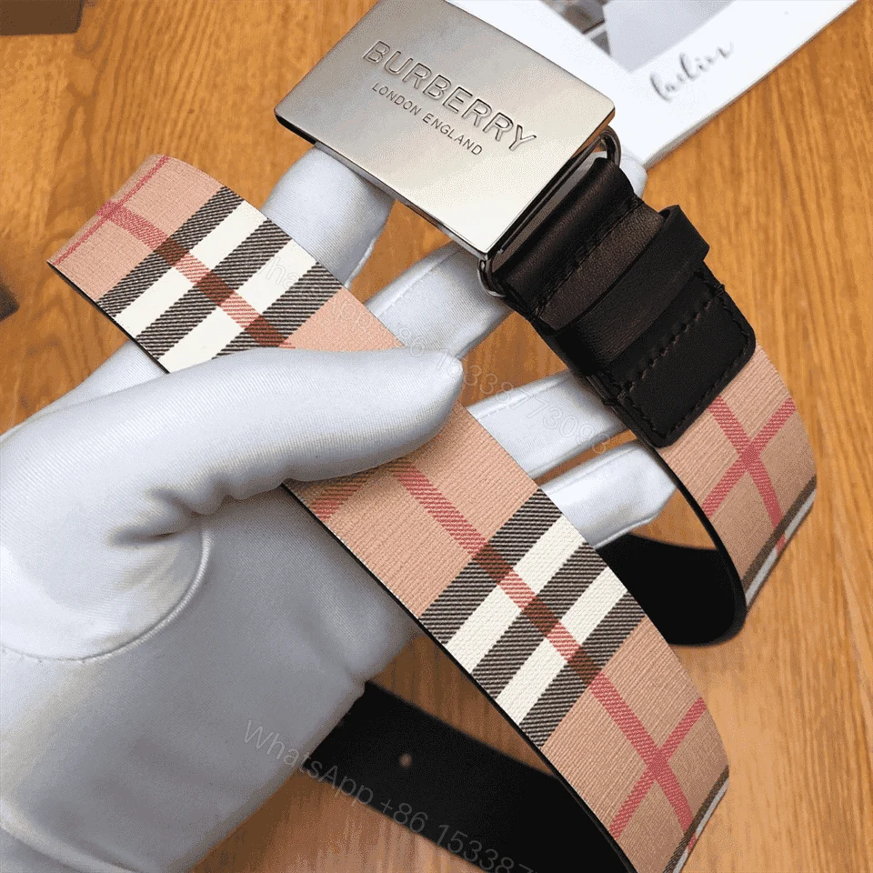 View 4 of BURBERRY PLAQUE BUCKLE VINTAGE CHECK E-CANVAS BELT – B23