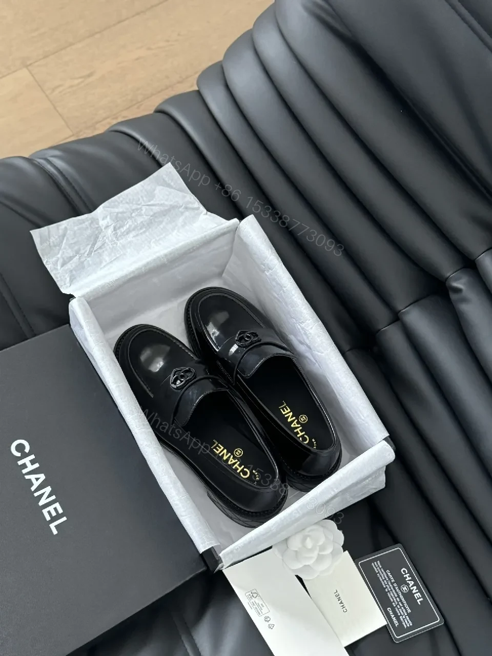 View 8 of Black Patent Leather Loafers | Classic Style, Subtle Double-C Hardware, All-Day Comfort