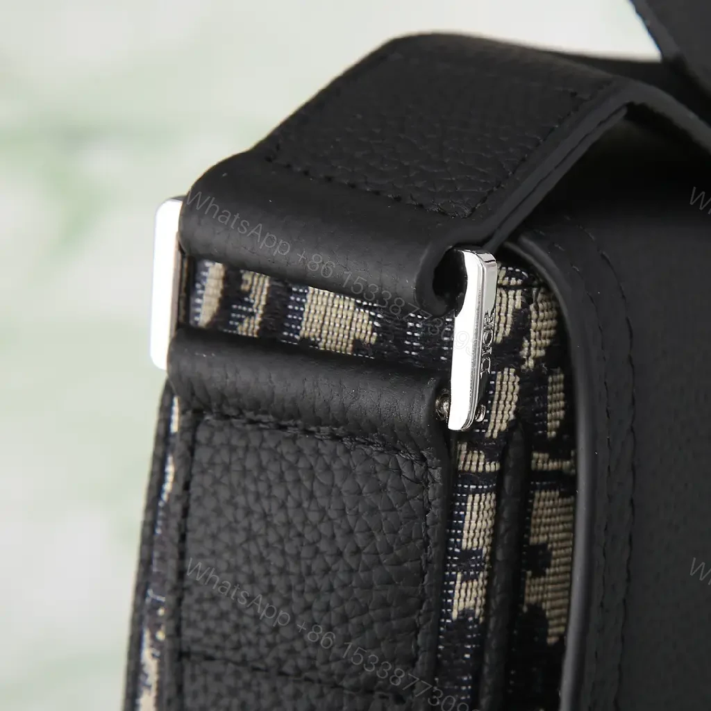 View 3 of Structured Monogram Leather Crossbody Bag: Black, Hands-Free