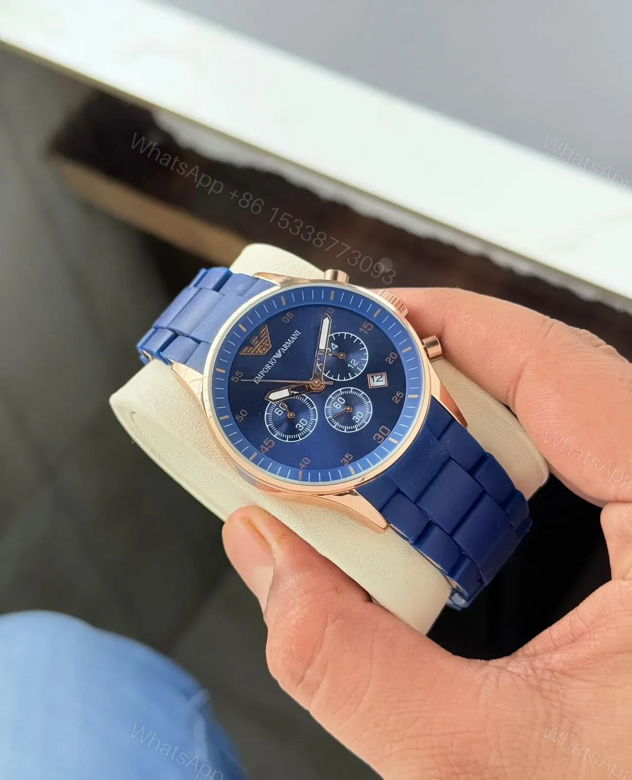 View 3 of Emporio Armani Blue Dial Round case