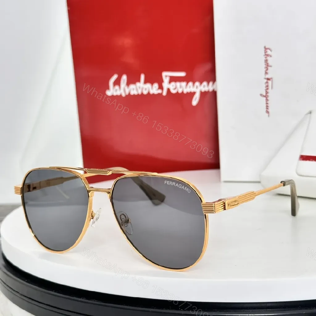 View 3 of Silver Titanium Aviators: Luxe Gradient Lenses, Modern Ferragamo-Style