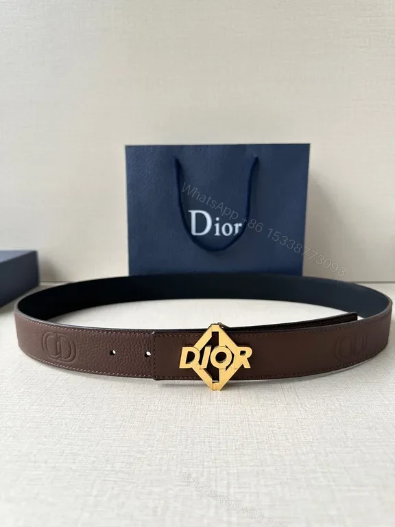 View 7 of Textured Leather Belt with Designer Buckle â€“ Classic Brown Belt