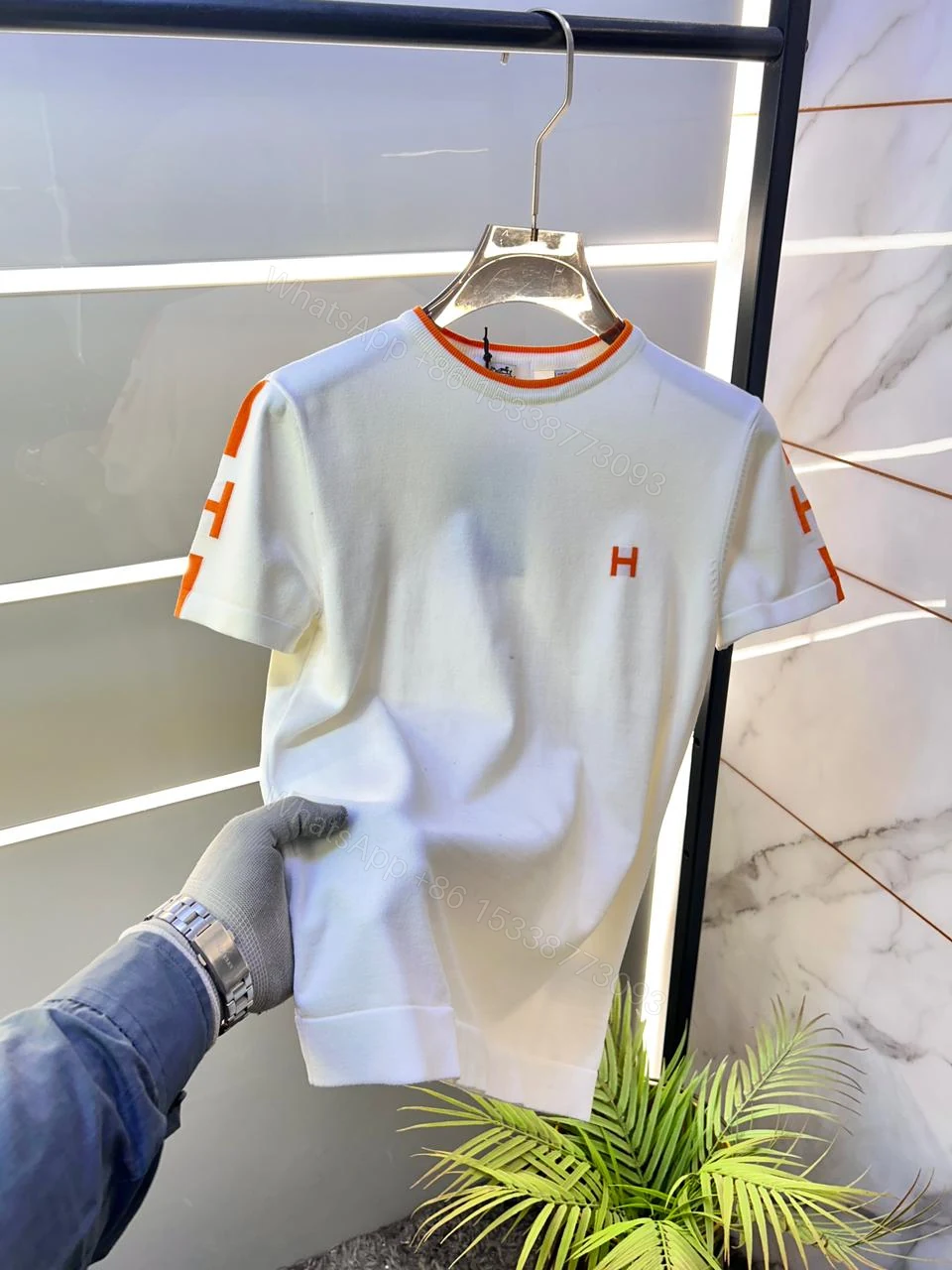FIRST COPY HERMES IMPORTED LUXURY KNITTED SUMMER T-SHIRT — view 1